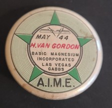 Vintage 1944 WWII Pinback Button Basic Magnesium Incorporated A.I.M.E. Las Vegas picture