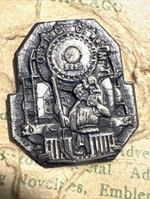 VINTAGE STERLING O.St.C.C.R.R.M SAINT CHRISTOPHER 5250 TRAIN PIN ORIGINAL PAPER picture