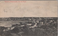 Rockport From The North MA 1912 Harbor Scene Church Steeple Rocky Coast Postcard picture