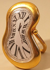 Vtg 90s Exaequo Softwatch Salvador Dali Melting Desk Table Clock Gold Tone Rare picture