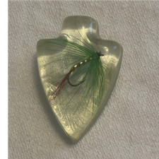 This vintage-style arrowhead bolo tie featuring an encased fishing fly  picture
