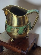 Salvador Teran 1960s Water Pitcher Brass & Mosaic Hand Wrought 7.5