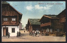Wallern in the Bohemian Forest, passers-by in the Mäumerstraße, postcard  picture