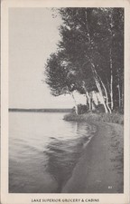 Lake Superior Grocery Cabins Minocqua Wisconsin WI RPPC Herman 1930s Postcard picture