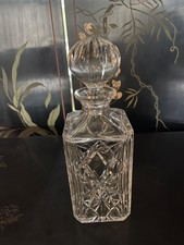 Vintage cut crystal decanter. Masculine square. Very hefty. 4 pounds. No chips picture