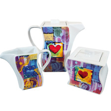 16 oz Pot Creamer Sugar Set Tea Chocolate Heart Music Love Art Valentine Novelty picture
