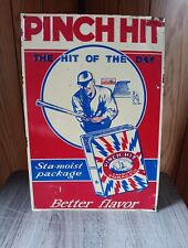  Antique / Original Embossed Pinch Hit Baseball Chewing Tobacco Metal Sign  picture