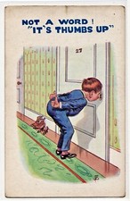 Honeymoon Humor It's Thumbs Up Bell Boy Peeking Keyhole Hotel  PUN Z120A picture