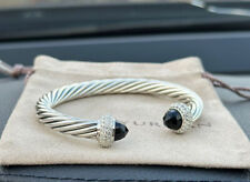 David Yurman 7mm Cable Candy Bracelet & 925 Silver Black Onyx & Diamond M picture