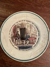 Early US 19th Century Ben Franklin Proverb Plate - Know The Value Of Money picture