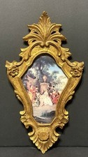 Beautiful Vintage Italian Ornate Gold Oval Frame Romance Print Art Florentine #2 picture