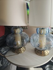 Vintage Lamp Carl Falkenstein Bubble Lamp Set Of 2 Floral Glass Perfect Working picture