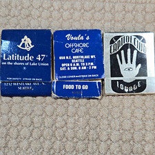Vntg Seattle Restaurant Matchbooks Lot of 3 Latitude 47, Voula's, Crocodile picture