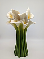  Ibis and Orchid Calla Lily Vase Bonded Marble #301 Vintage picture