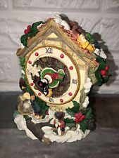 Animated Music Box Ceramic Christmas Clock Figure Gnomes 6” Christmas Décor picture
