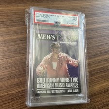 2022 Leaf News Flash Bad Bunny Wins Two AMA NF-BB1 Rookie Card RC /361 PSA 9 picture