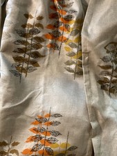 Vintage MCM 4 Panel Custom Pleated Curtains Orange Olive Botanical 72 X42” picture