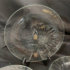 6 - Hibiscus Blossom Dinner Plate KIG Indonesia clear textured glass plate 10