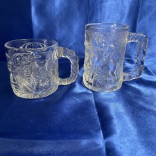 VTG 1995 Batman Forever 3-D Mcdonald’s Robin & Two Face Glass Mugs Lot Of 2 picture