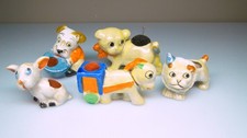 5 Vintage Japan Glass Dog & Donkey Pincushions Figural Pincushion Lot picture