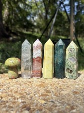 Bulk Crystal Towers Lot- Blue Apatite, Unakite, Amethyst, Green Opal & More picture