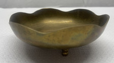 Brass Bowl 3 Footed Scalloped Edge Vintage Art Table Decor picture