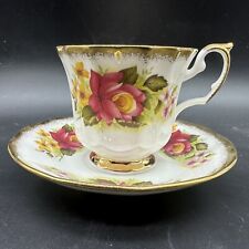 Elizabethan Staffordshire Jacobean Hand Decorated Tea Cup & Saucer Cottage Rose picture