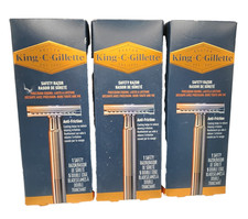 3X NEW King C Gillette Men's Double Edge Safety Razor + 5 Refill Blades picture