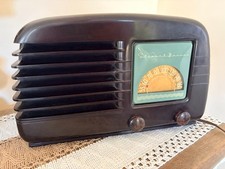 1948 Stewart Warner C51T2 Tube Radio Brown Bakelite AM Powers On Static picture
