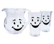 Kool-Aid Man 64-Ounce Glass Pitcher and Two 16-Ounce Pint Glasses picture