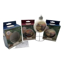Thomas Kinkade Studios Set of Three Porcelain LED Ornaments, NEW in Opened Boxes picture