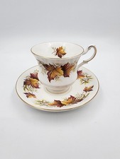 Vintage Queen's Tea Cup & Saucer Set Fine Bone China Vintage England Mapple Leaf picture