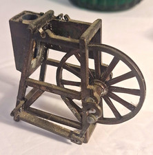 Vintage Metal Hand Crank Pencil Sharpener Mechanism w/ Spoked Wheel, Collectible picture