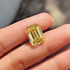 9 Ct Lab-Grown CVD Yellow Diamond Emerald Cut Loose VVS1 Clarity Certified Stone picture
