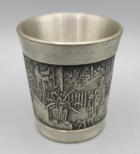 Vintage Rein Zinn Bleifrei Germany Pewter Embossed Shot Glass picture