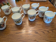 Crown Trent China/Staffordshire England 11 mugs Plum/Pear/Apples/Fruit picture
