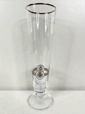 Warsteiner 0.4L Tall Beer Pilsner Glass Gold Rim 0.4 Liter Barware EUC picture