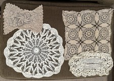 LOT OF 4 VTG Crocheted Doilies Various Shapes Sizes Home Decor Handmade Crafts picture