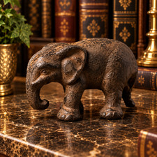 Vintage Cast Iron Elephant Antique Doorstop or Paperweight Patina picture