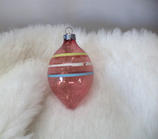 VTG WWII ERA UNSILVERED GLASS TINSEL STICK DROP CHRISTMAS ORNAMENT CORNING PINK picture