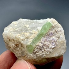 82 CT Terminated Natural Tourmaline Crystal with Quartz From Afghanistan picture