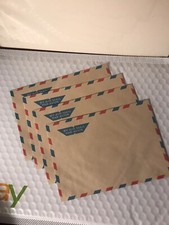 4 Beige Vintage Elco Air Mail Envelopes 4.5” X 6.5” Par Avion Unposted 1980’s picture
