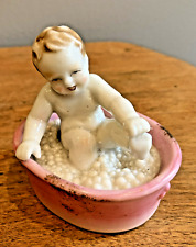 Vintage Ardalt Verithin Hand Painted Japan Baby In Pink Tub Bucket # 6595 picture