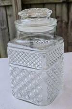 Anchor Hocking Wexford Glass Canister Jar Lidded Air Tight Seal Cookie Jar picture