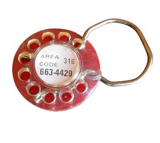 Vtg 70s COLLECTIBLE ELVIRA'S PIZZA WICHITA KANSAS  PHONE ROTARY KEYCHAIN  picture