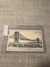 Vintage 1880s New York East River Suspension Brooklyn Bridge NYC Trade Card picture