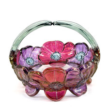 Westmoreland Vintage Glass Line 757 Ruby Flashed Dogwood / Pansy Handled Basket picture