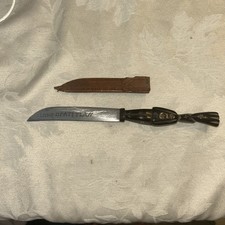 Rare 1960s Lake Of Atitlan Boot Knife Bovine Horn Carved God Maximon 6 Stars picture