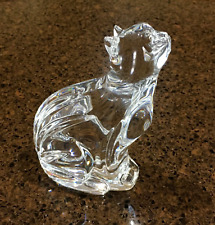 Waterford Crystal Glass Sitting Cat “Looking Up” Figurine Signed EUC picture