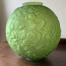 VINTAGE Green GLASS PUFFY EMBOSSED Flower ROSE 11